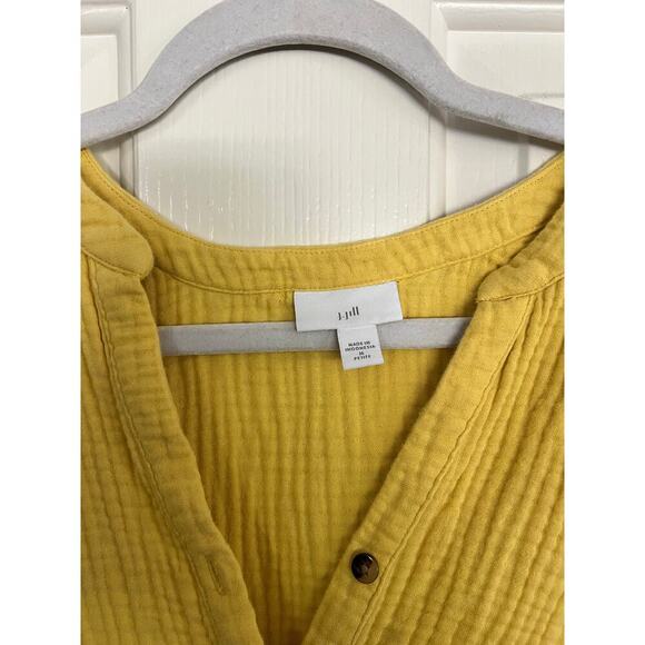 J. Jill Women's Gauzey Cotton Yellow Tiered Flowy Button Down Dress Size Medium - Picture 5 of 5